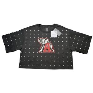 Gameday Couture Alabama Crimson Tide Women XXL Grey Rhinestone Cropped Tee NWT
